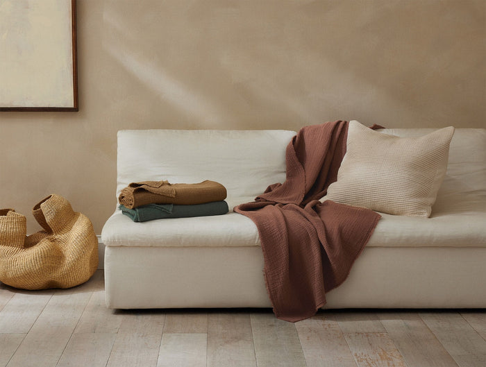 Topanga Organic Matelasse Throw | Redwood