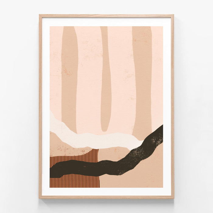 Torquay abstract art oak framed print
