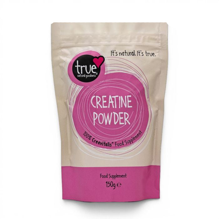 Package of true natural goodness Creatine Powder on a white background