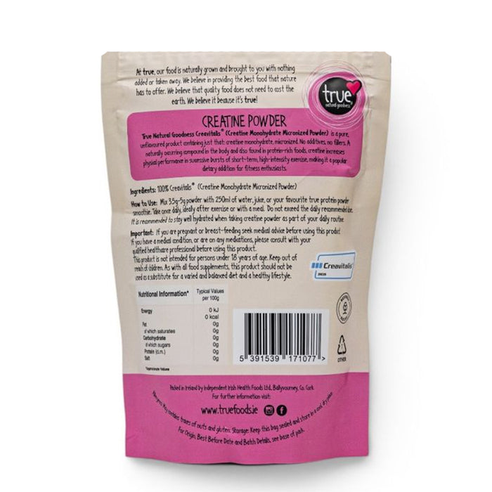 Back view of a True Food supplement package with text and branding.