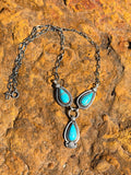 Turquoise and Sterling Silver Lariat Necklace by Running Bear