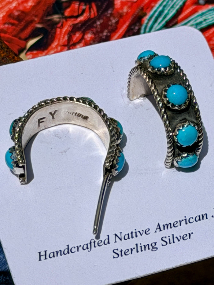 Turquoise Hoop Earrings by Felicia Yazzie