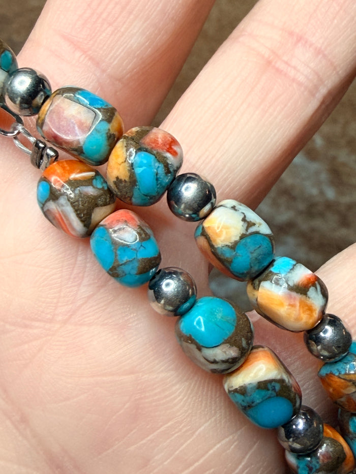 Turquoise & Spiny Oyster Pearl Necklace