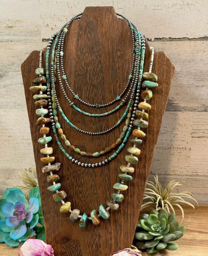 Turquoise Tube Necklace – Sterling Silver & Hematite