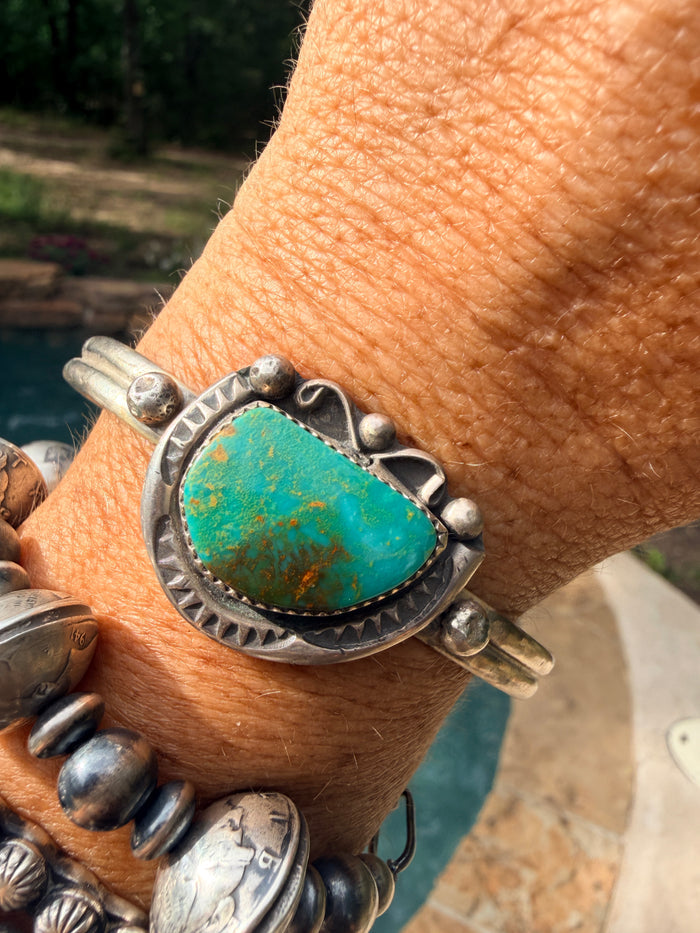 Unique Native Made Turquoise Cuff by Judith Dixon
