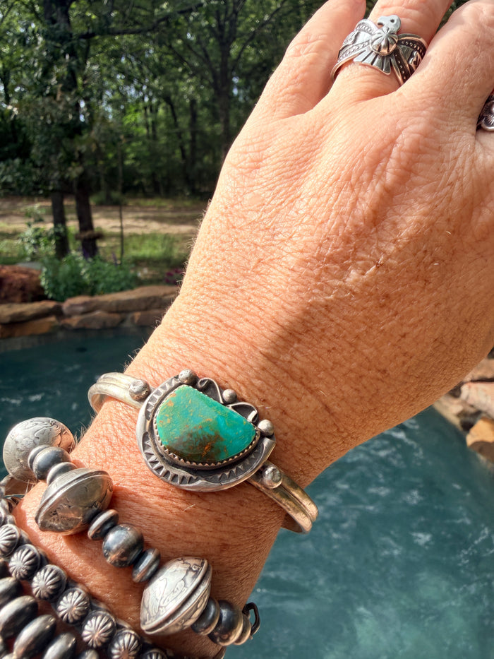 Unique Native Made Turquoise Cuff by Judith Dixon