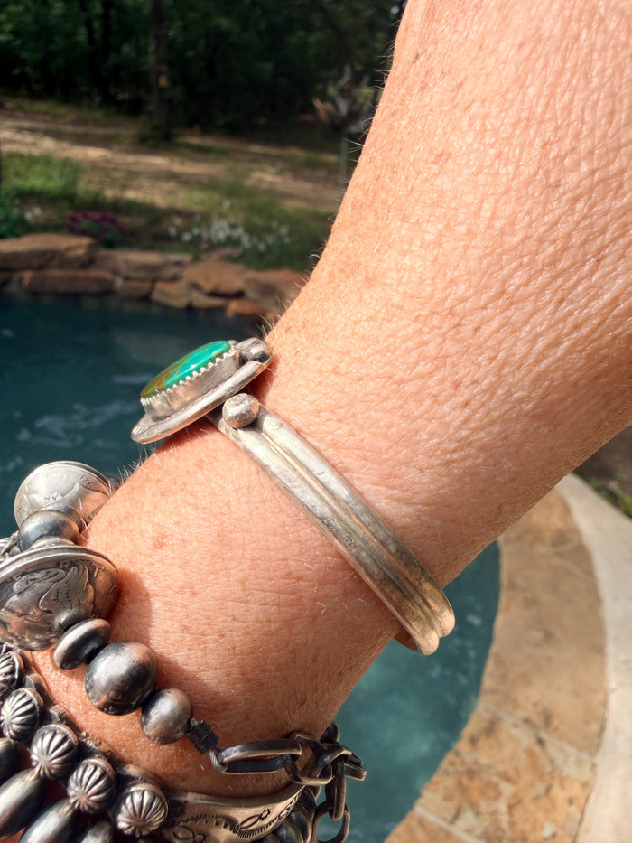 Unique Native Made Turquoise Cuff by Judith Dixon