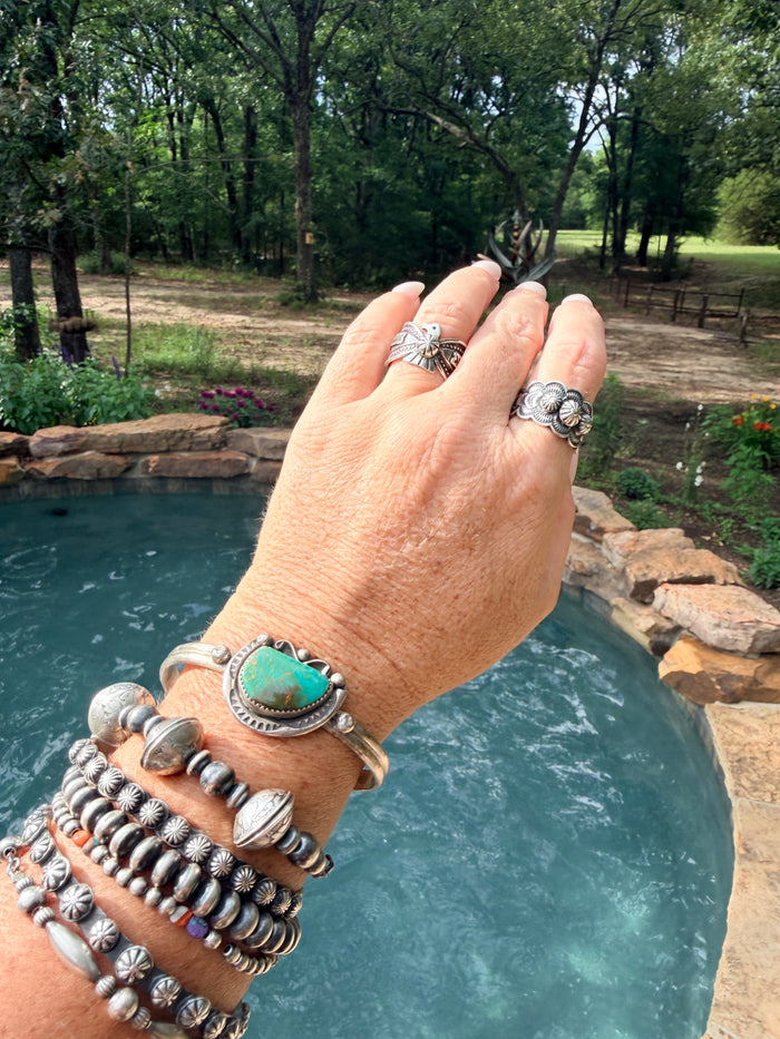 Unique Native Made Turquoise Cuff by Judith Dixon