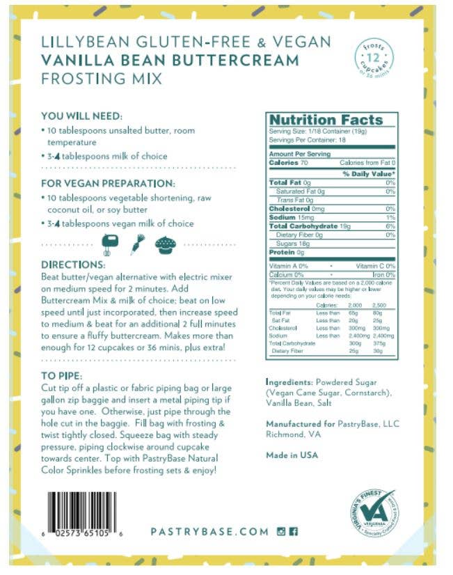 Vanilla Bean Buttercream Frosting Mix (Vegan & Gluten-Free)