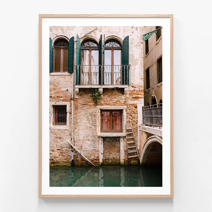 Venice Canals 2 wall art print in oak frame