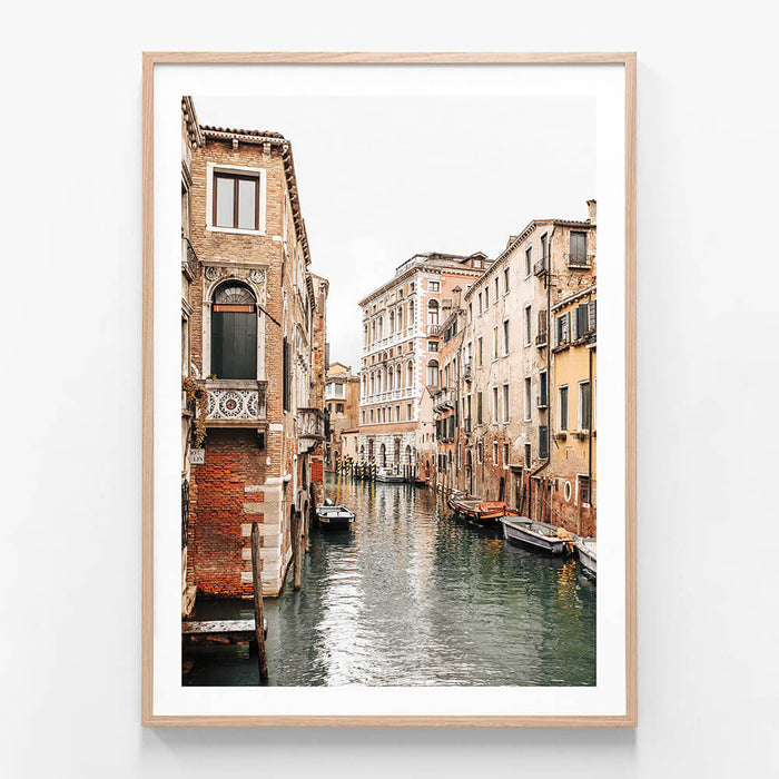 Venice Canals 3 wall art print in oak frame