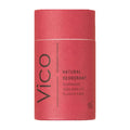 Red deodorant container with 'VICO' branding on a white background