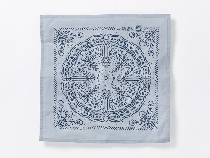 White Buffalo Land Trust Bandana Napkins, Set of 4 | Steel Blue w/Indigo