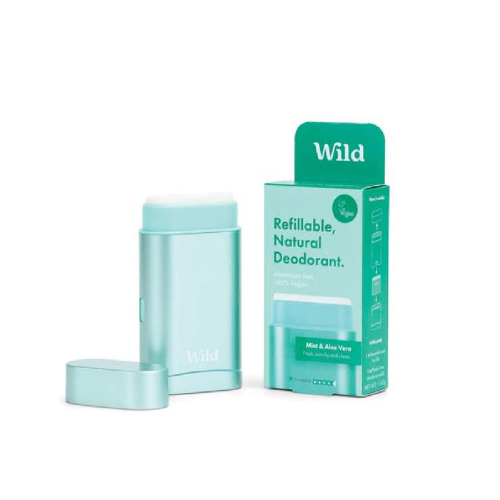 Wild Natural Deodorant Men's Mint & Aloe Refillable Deodorant Starter Pack