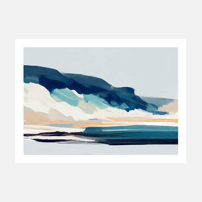 An abstract coastal landscape art print called 'Wild Waters'.