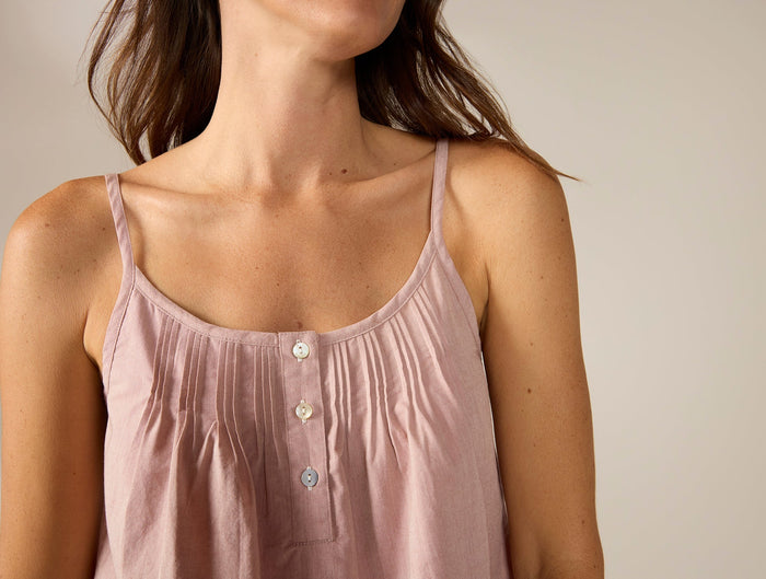 Women's Isla Organic Cotton Cami Short Set - Coyuchi | Praline Chambray