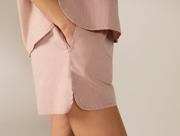 Women's Isla Organic Cotton Cami Short Set - Coyuchi | Praline Chambray