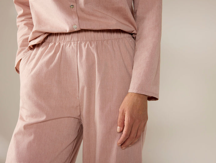 Women's Isla Organic Cotton Long Sleeve Pajama Set - Coyuchi | Praline Chambray