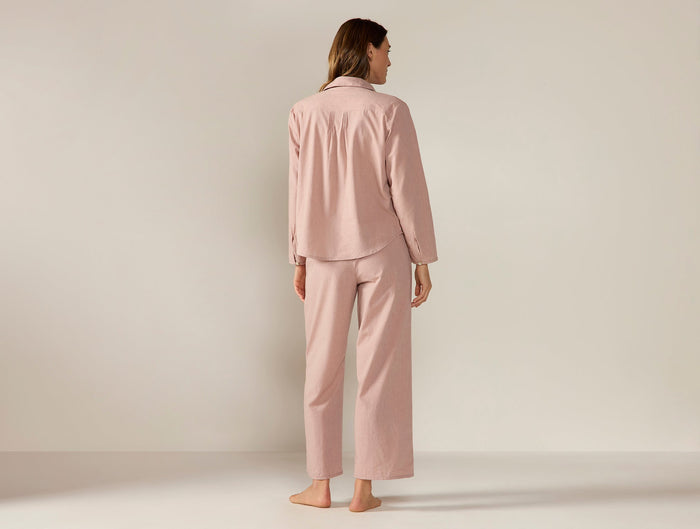 Women's Isla Organic Cotton Long Sleeve Pajama Set - Coyuchi | Praline Chambray