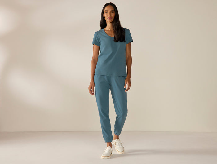Women's Pima Organic Knit Jogger + Tee Set