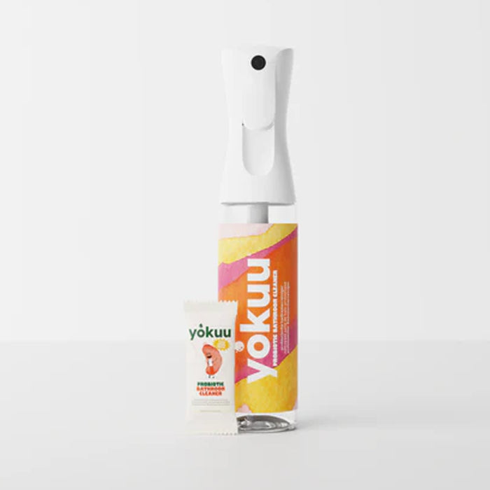 Yokuu cleaning spray bottle on a white background