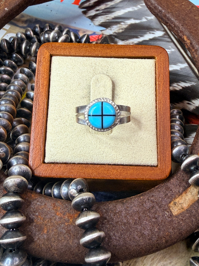 Zuni and Onyx Inlay Ring size 7.5