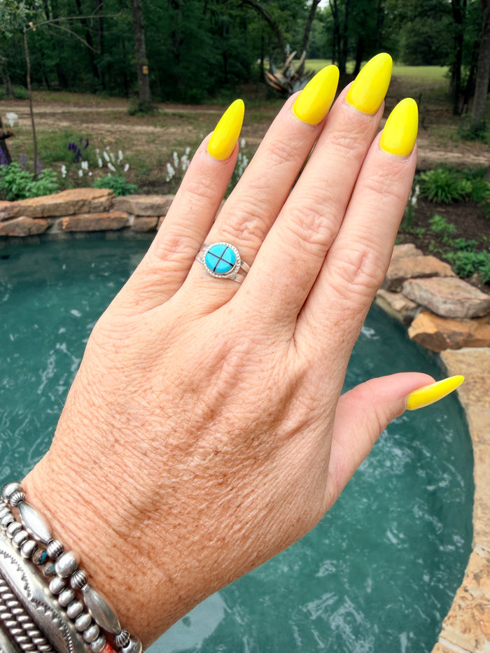 Zuni and Onyx Inlay Ring size 7.5