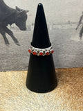 Zuni Snake Eye Coral Cluster Ring Size 7 Sterling Silver