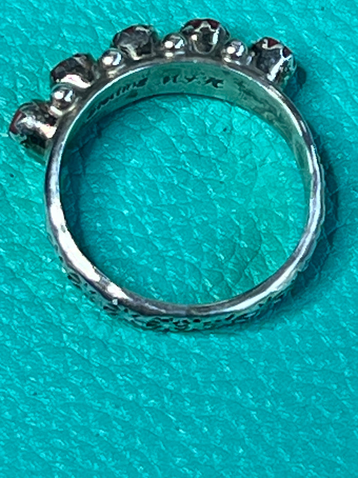 Zuni Snake Eye Coral Cluster Ring Size 7 Sterling Silver